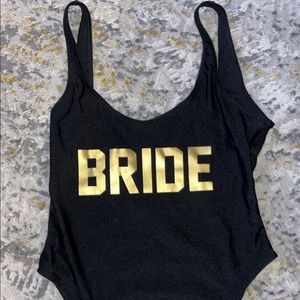 Black bride one piece bathing suit